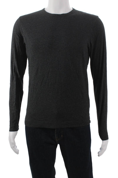 Theory Mens T-Shirt Gray Pima Cotton Crew Neck Long Sleeve Size S