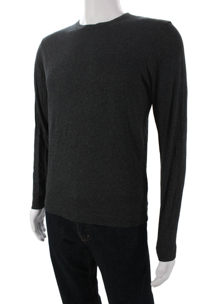 Theory Mens T-Shirt Gray Pima Cotton Crew Neck Long Sleeve Size S