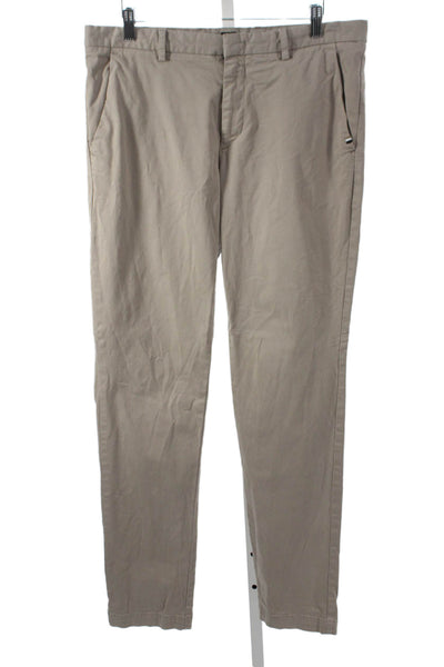 BOSS Mens Beige Chino Pants Cotton Zip Closure Size 32