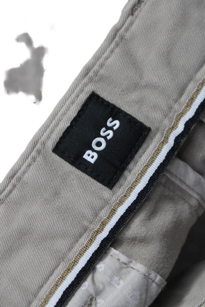 BOSS Mens Beige Chino Pants Cotton Zip Closure Size 32
