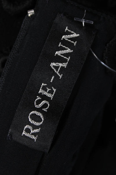 Rose-Ann Women A-Line Black Sleeveless Square Neck Short Viscose Dress Size M