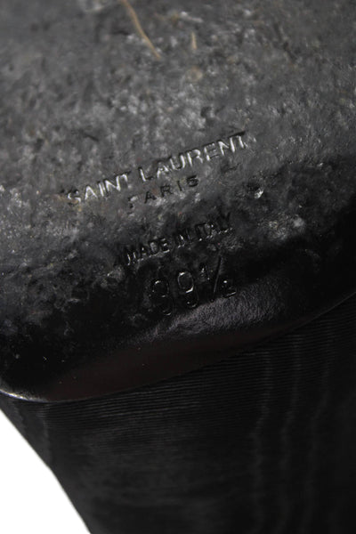 Saint Laurent Womens Bow Detail Ankle Strap Platform Heels Black Size 39.5 9.5