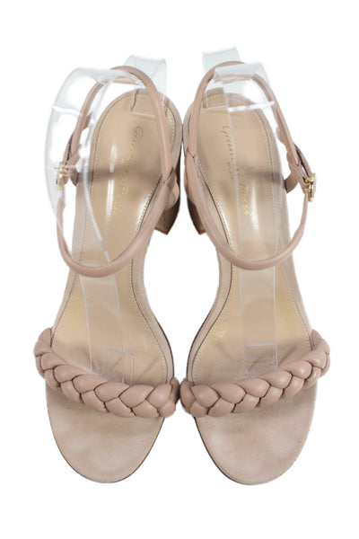 Gianvito Rossi Womens Leather Ankle Strap Sandals Heels Pink Size 39.5 9.5