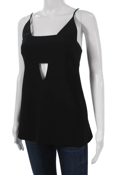 Cushnie Et Ochs Women Black Viscose Sleeveless Square Neck Tunic Zip Size 4