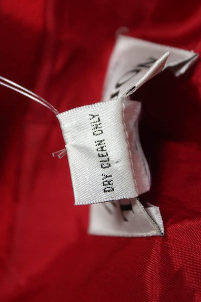 Rickie Freeman Teri Jon Women Red Wool Blazer Buttoned Long Sleeve Size 12