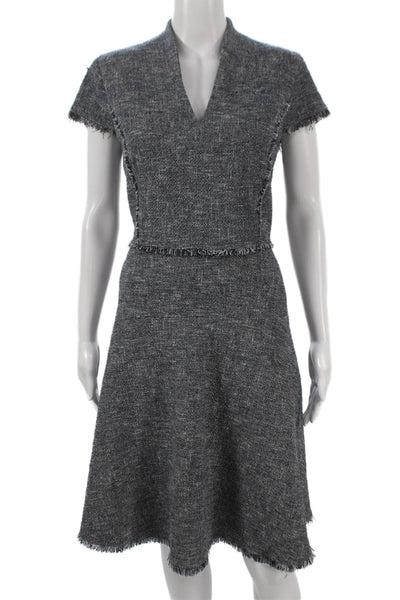 J. Mclaughlin Women A-Line Gray V-Neck Short Sleeve Dress Size 8