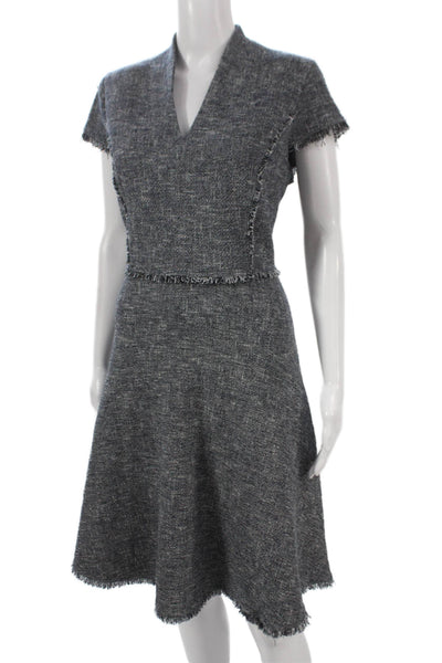 J. Mclaughlin Women A-Line Gray V-Neck Short Sleeve Dress Size 8