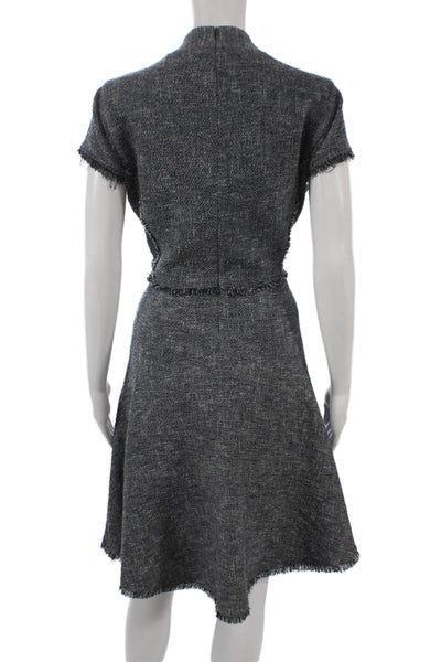J. Mclaughlin Women A-Line Gray V-Neck Short Sleeve Dress Size 8