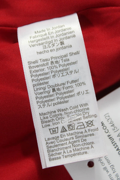 J Crew Women Red Mid Calf Dress Round Neck Short Sleeve Size 10