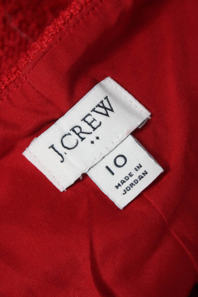 J Crew Women Red Mid Calf Dress Round Neck Short Sleeve Size 10