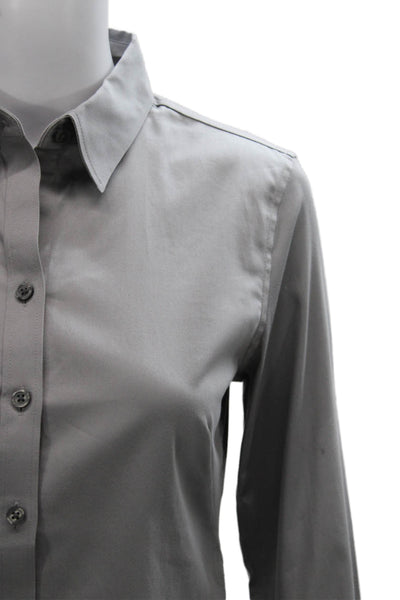 Banana Republic Womens Basic Gray Cotton Collared Long Sleeve Button-Up Size 2