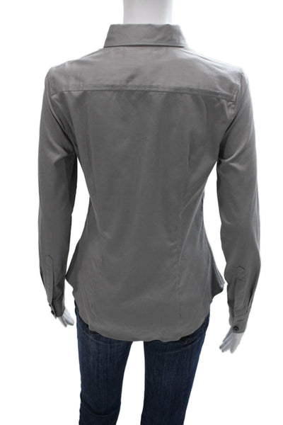 Banana Republic Womens Basic Gray Cotton Collared Long Sleeve Button-Up Size 2
