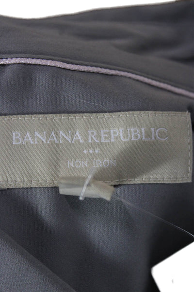 Banana Republic Womens Basic Gray Cotton Collared Long Sleeve Button-Up Size 2