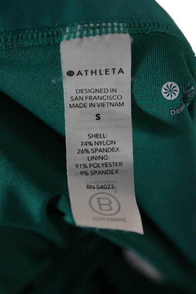 Athleta Women Green Nylon Round Neck Sleeveless Shorts Set Size S