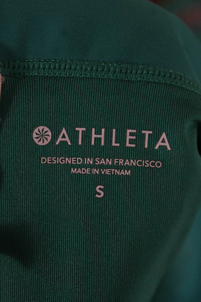 Athleta Women Green Nylon Round Neck Sleeveless Shorts Set Size S
