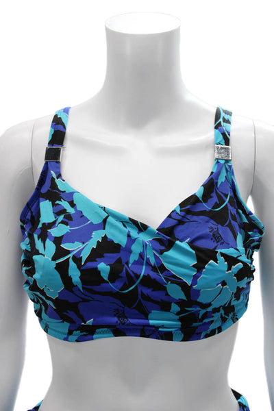 Miraclesuit Women Floral Nylon Bikini Set Blue Size 12