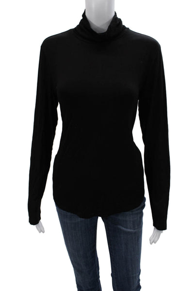 Elie Tahari Women Black Viscose Turtleneck Long Sleeve Blouse Size L