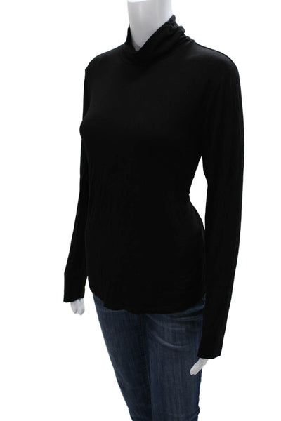 Elie Tahari Women Black Viscose Turtleneck Long Sleeve Blouse Size L