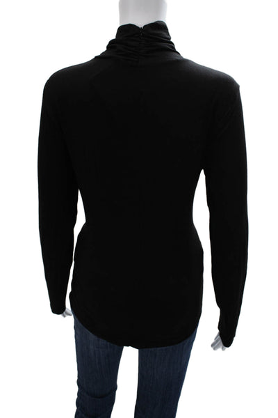 Elie Tahari Women Black Viscose Turtleneck Long Sleeve Blouse Size L