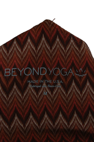 Beyond Yoga Womens Cropped Chevron Tank Orange Polyester Round Neck Size M