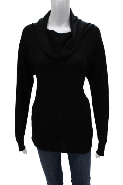 Max Mara Women Cowl Neck Pullover Sweater Black Modal Long Sleeve Size M