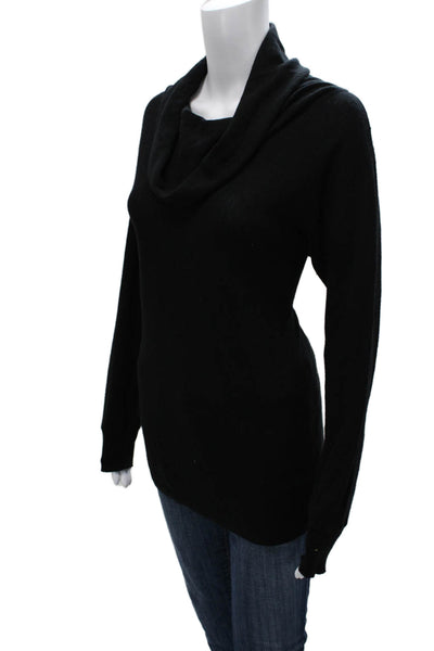 Max Mara Women Cowl Neck Pullover Sweater Black Modal Long Sleeve Size M