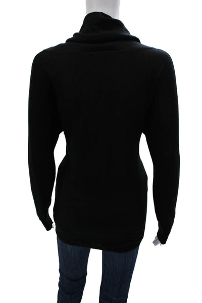Max Mara Women Cowl Neck Pullover Sweater Black Modal Long Sleeve Size M