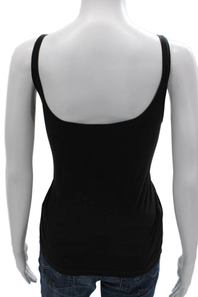 Max Mara Women Basic Cotton Tank Scoop Neck Black Size L