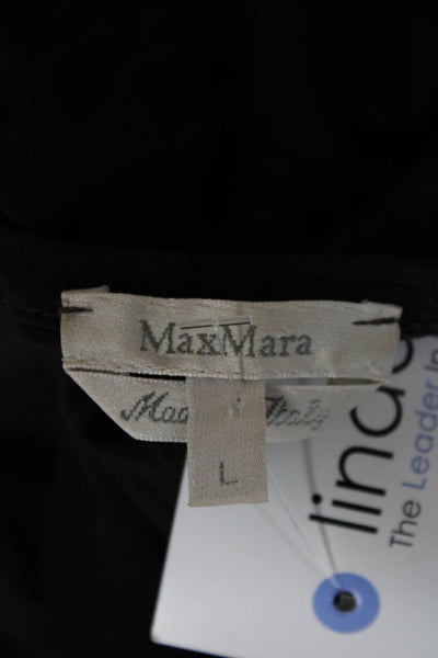 Max Mara Women Basic Cotton Tank Scoop Neck Black Size L