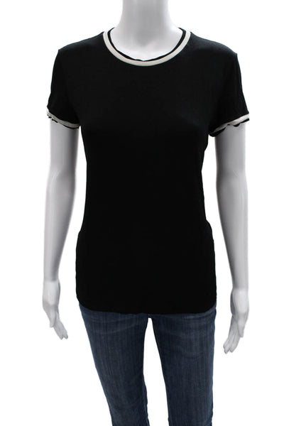Max Mara Womens Ringer T-Shirt Black Short Sleeve Polyester Size L