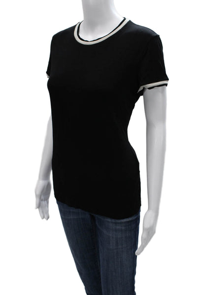Max Mara Womens Ringer T-Shirt Black Short Sleeve Polyester Size L