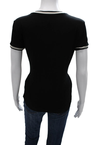 Max Mara Womens Ringer T-Shirt Black Short Sleeve Polyester Size L