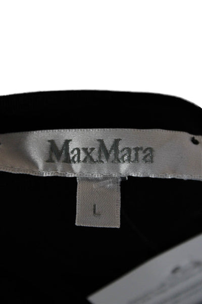 Max Mara Womens Ringer T-Shirt Black Short Sleeve Polyester Size L