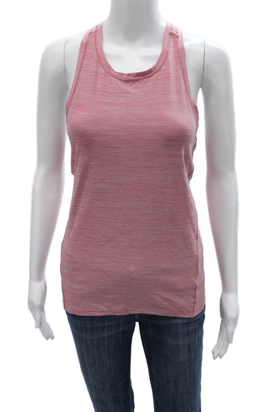 Athleta Women Pink Striped Sleeveless Tank Basic Polyester Round Neck Size XS
