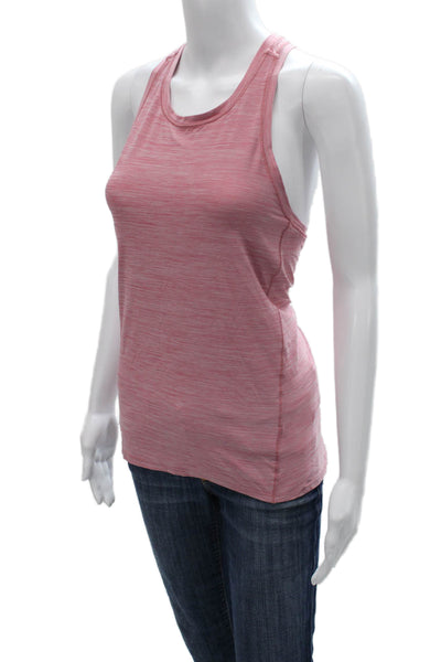 Athleta Women Pink Striped Sleeveless Tank Basic Polyester Round Neck Size XS
