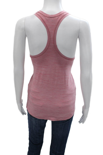 Athleta Women Pink Striped Sleeveless Tank Basic Polyester Round Neck Size XS