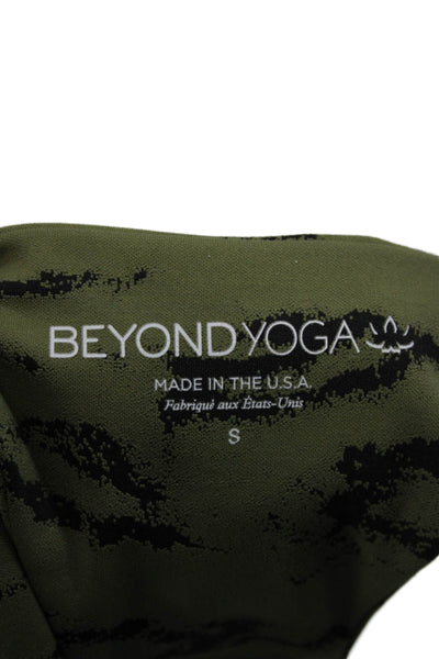 Beyond Yoga Womens Scoop Neck Stretch Knit Sports Bra Green Black Size Small