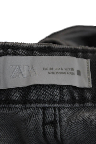 Zara Womens Straight High Rise Gray Cotton Jeans Size 6