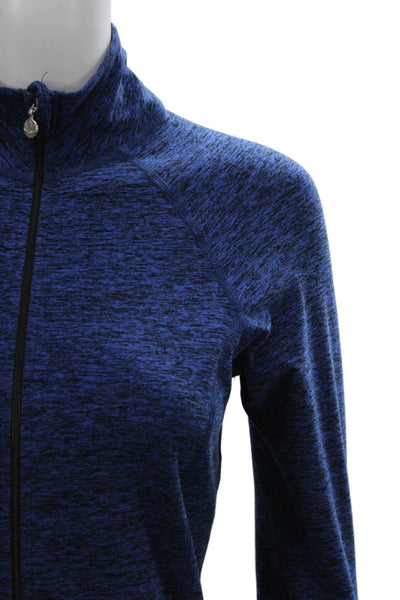 Beyond Yoga Women Track Jacket Blue Flecked Zip Long Sleeve Polyester Size XS