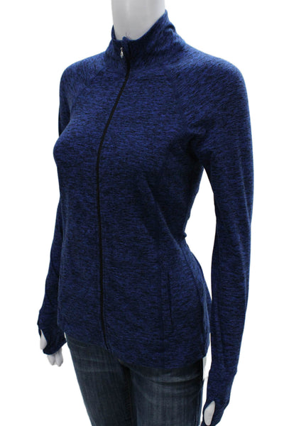 Beyond Yoga Women Track Jacket Blue Flecked Zip Long Sleeve Polyester Size XS