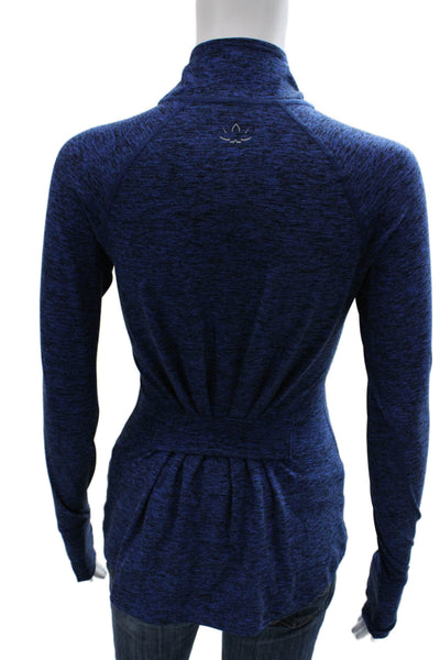 Beyond Yoga Women Track Jacket Blue Flecked Zip Long Sleeve Polyester Size XS