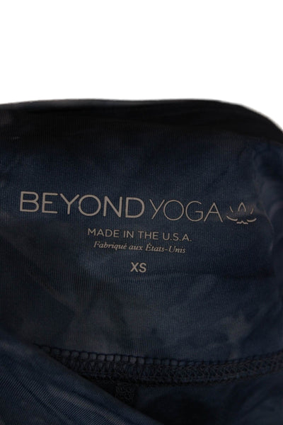 Beyond Yoga Womens Capri Leggings Blue Tie Dye Polyester Blend Pull On Size XS