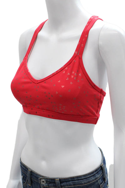 Beyond Yoga Womens Strappy Back Metallic Heart Sports Bra Red Size Small