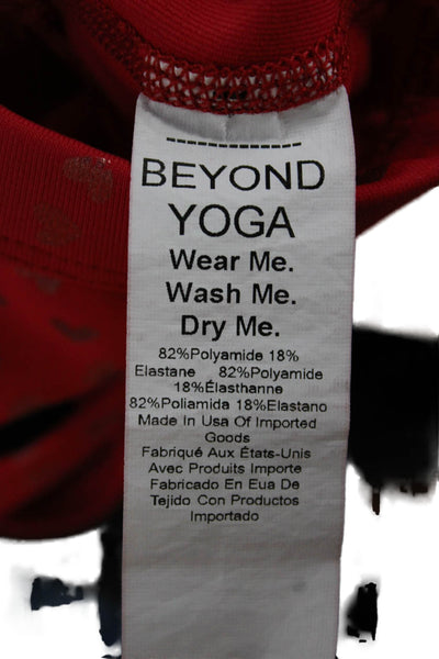 Beyond Yoga Womens Strappy Back Metallic Heart Sports Bra Red Size Small
