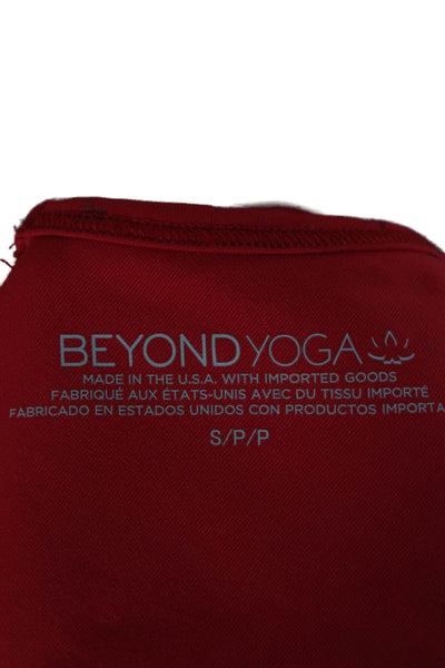 Beyond Yoga Womens Strappy Back Metallic Heart Sports Bra Red Size Small