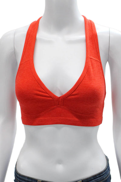 Beyond Yoga Womens Stretch Knit V Neck Sports Bra Orange Size Extra Small