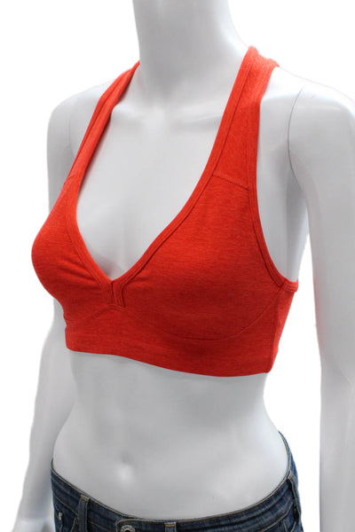 Beyond Yoga Womens Stretch Knit V Neck Sports Bra Orange Size Extra Small