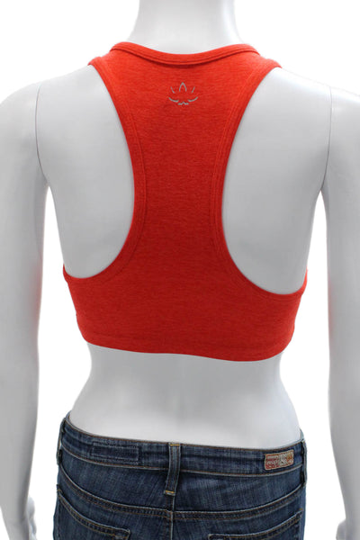 Beyond Yoga Womens Stretch Knit V Neck Sports Bra Orange Size Extra Small