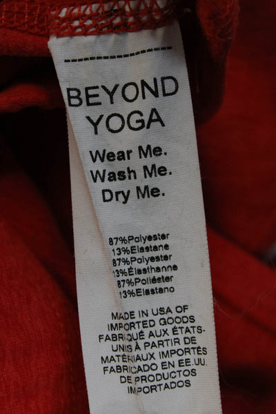 Beyond Yoga Womens Stretch Knit V Neck Sports Bra Orange Size Extra Small