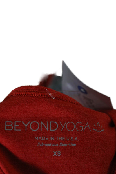 Beyond Yoga Womens Stretch Knit V Neck Sports Bra Orange Size Extra Small